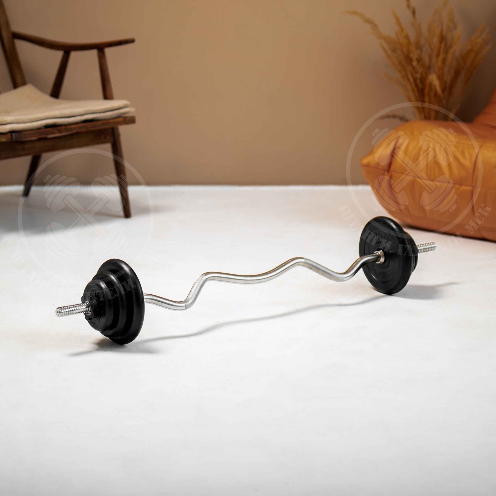 Штанга c блинами EZ-образная 22,5кг D26mm Barbell