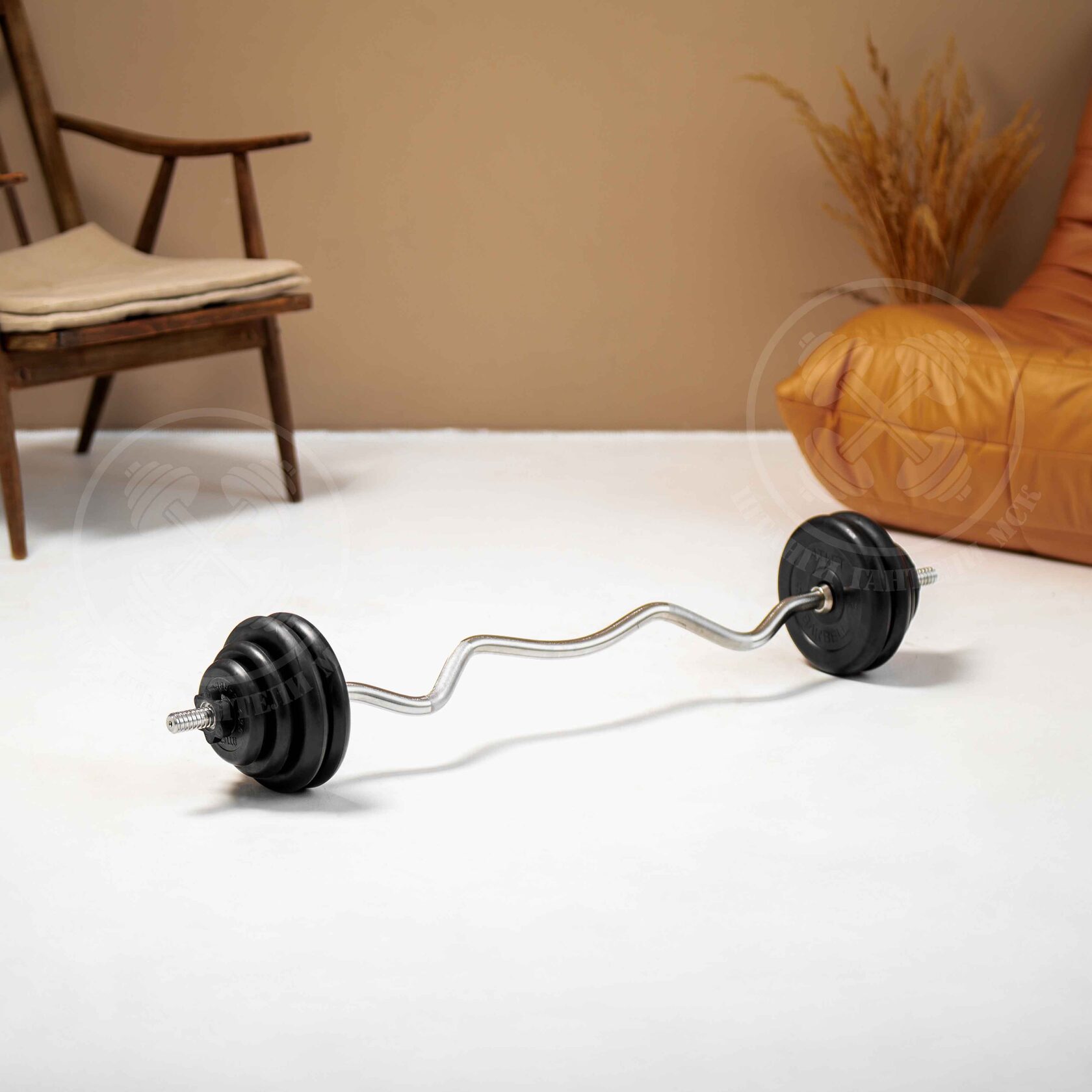 Штанга c блинами EZ-образная 32,5кг D26mm Barbell
