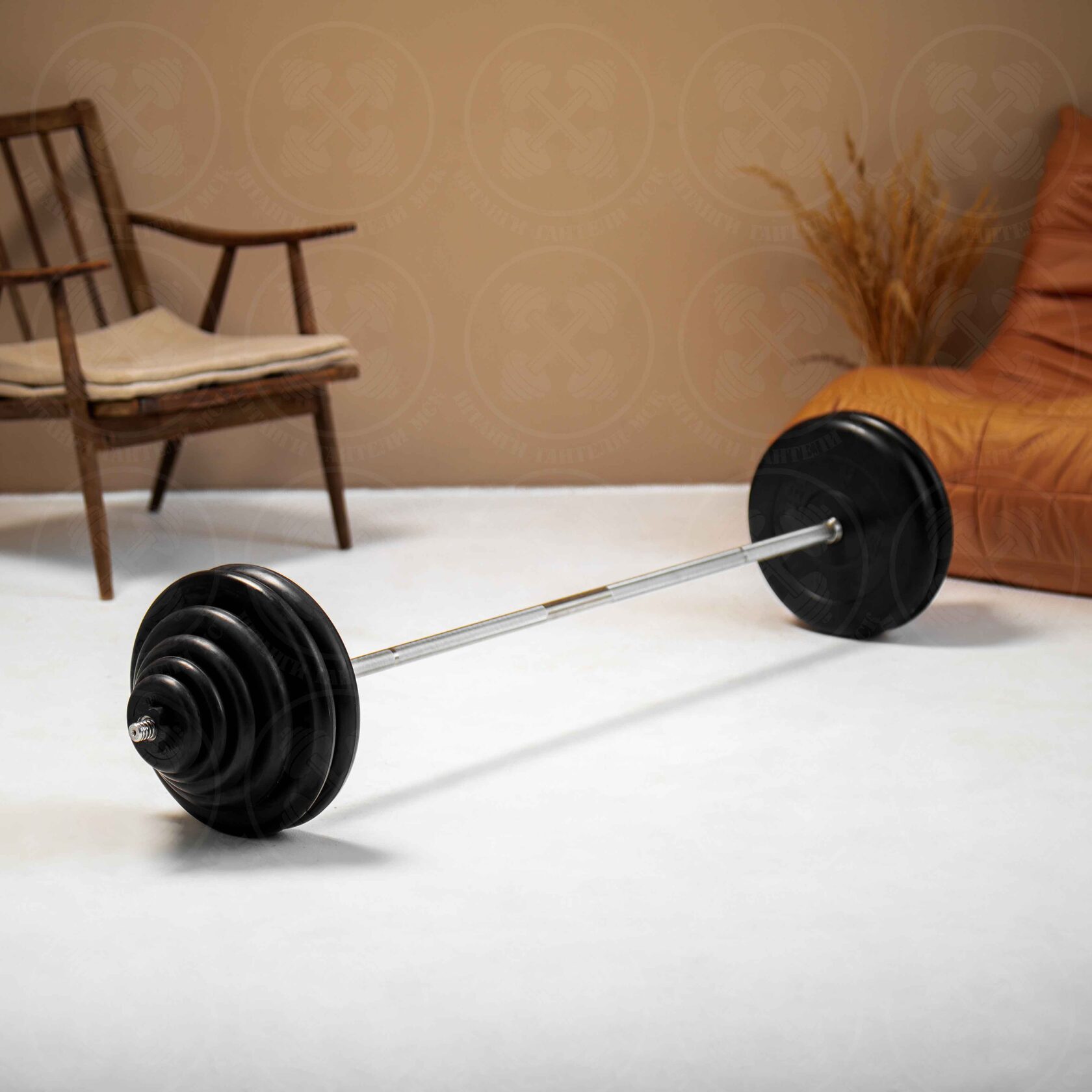 Штанга с блинами 125 кг D 26 мм L180 см Barbell