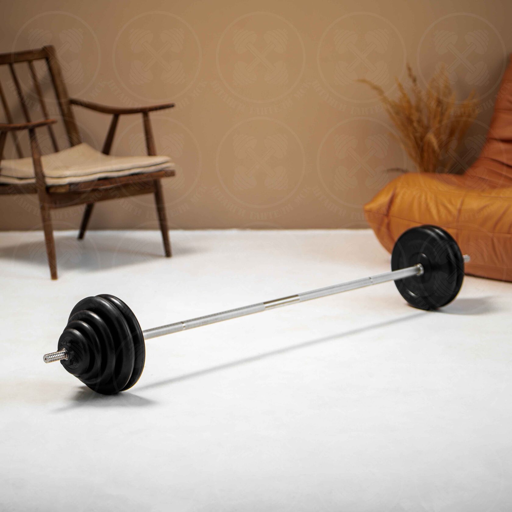 Штанга с блинами 65 кг D 26 мм L180 см Barbell