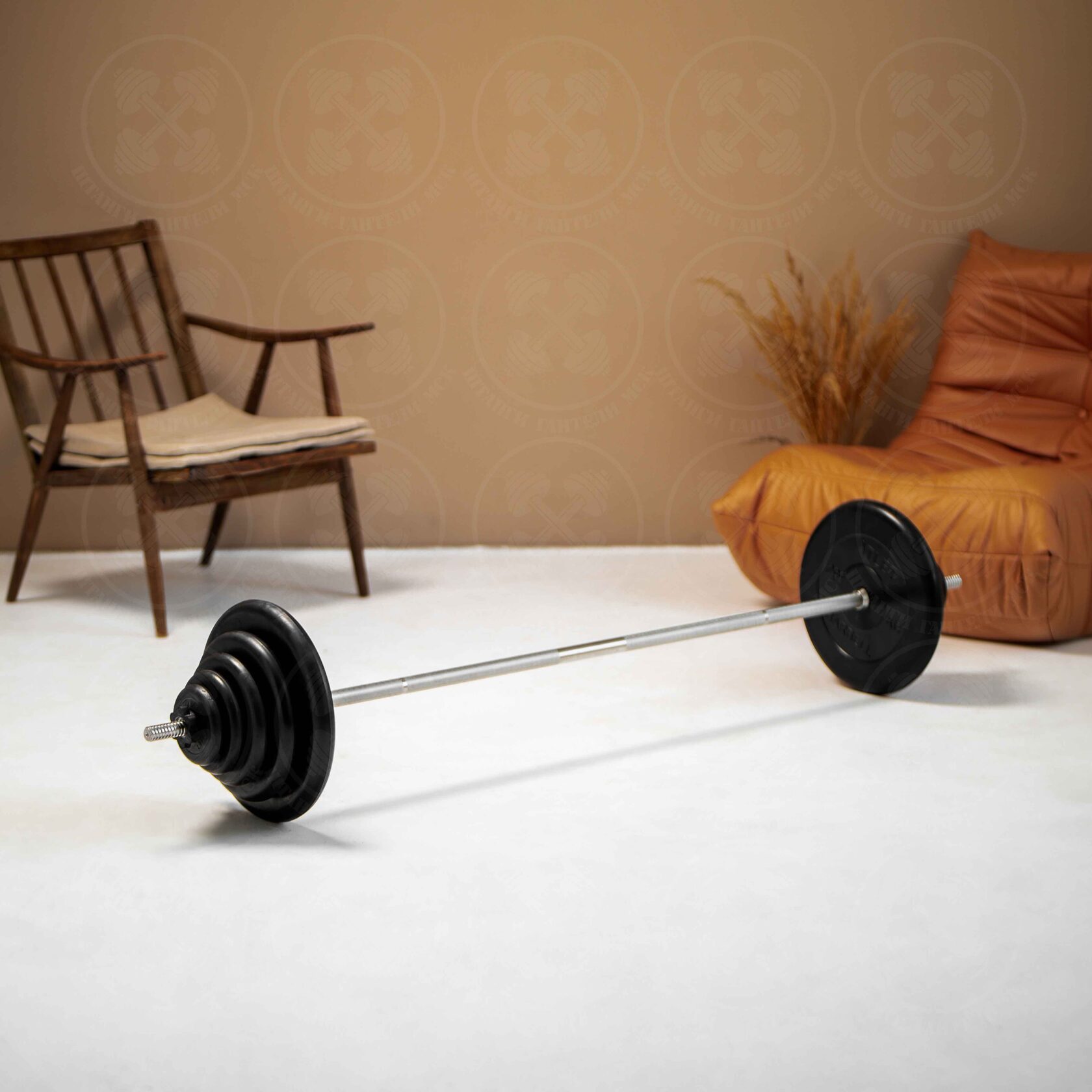 Штанга с блинами 85 кг D 26 мм L180 см Barbell